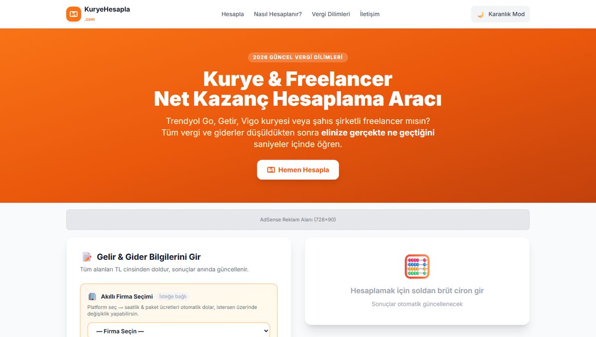 kuryehesapla.com ana sayfa